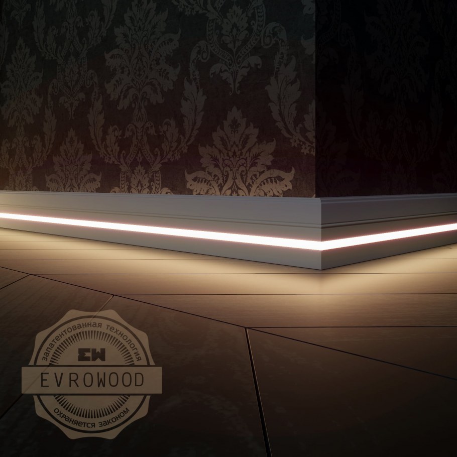 Напольный плинтус с подсветкой PN 120 led Евровуд