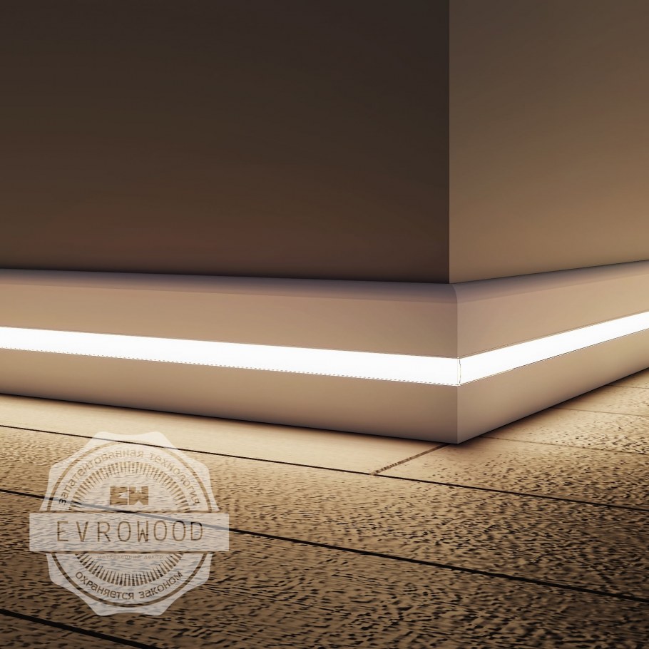 Напольный плинтус с подсветкой PN 080 led Евровуд