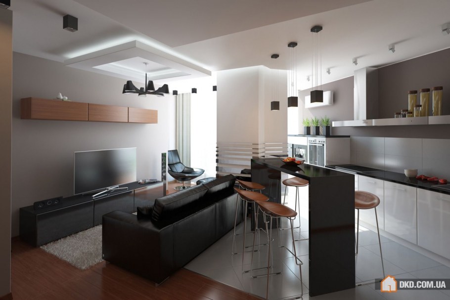 Кухни гостиные с барной стойкой