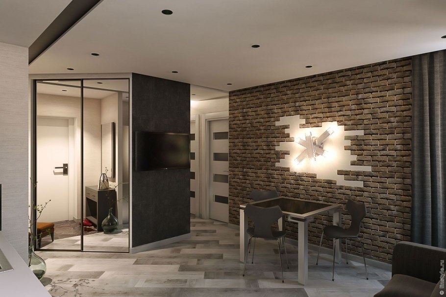 Интерьер лофт гостиная 15кв