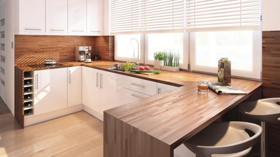 Деревянная стена на кухне