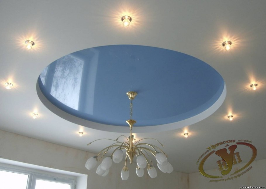 Двухуровневые натяжные потолки круг