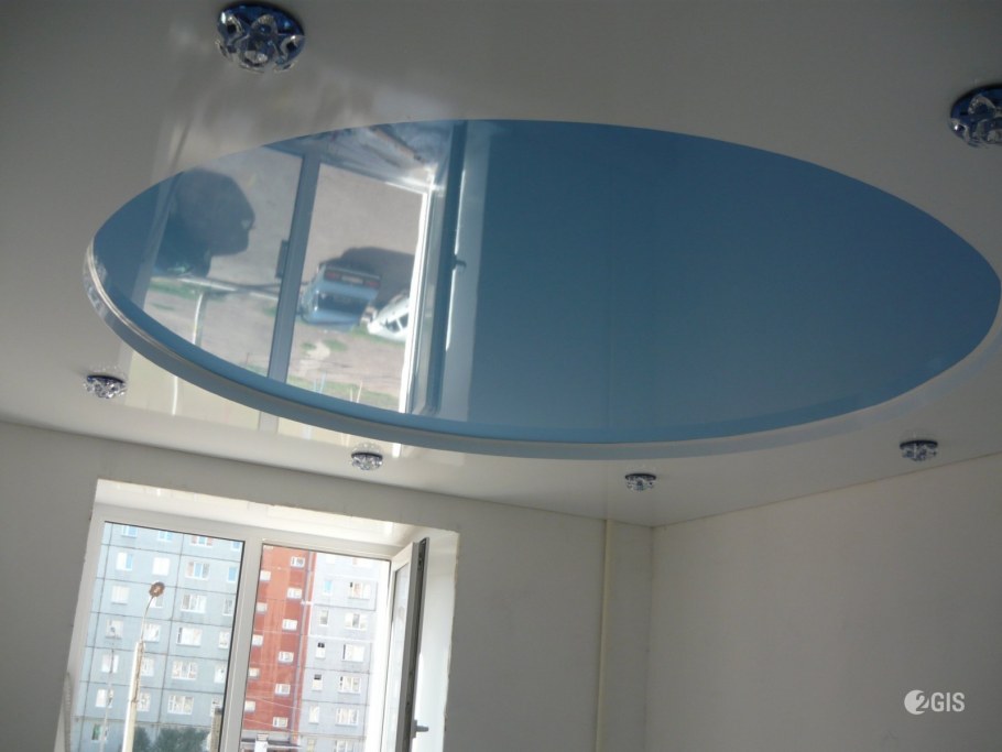 Двухуровневые натяжные потолки круг