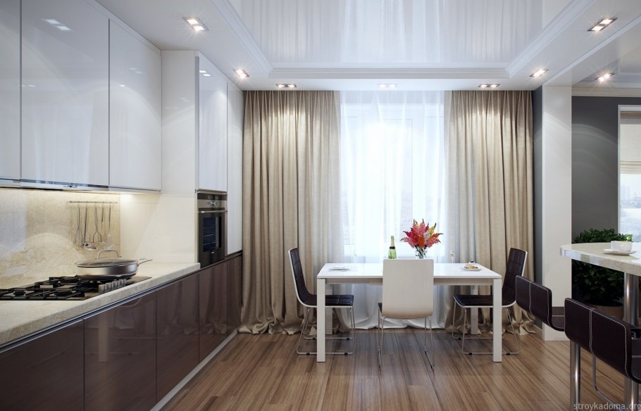 Шторы на кухню длинные