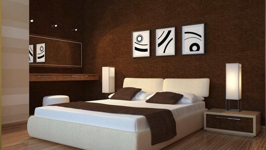 Темно коричневая спальня