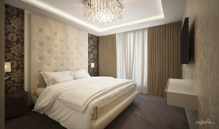 Спальня в бежево-коричневых тонах