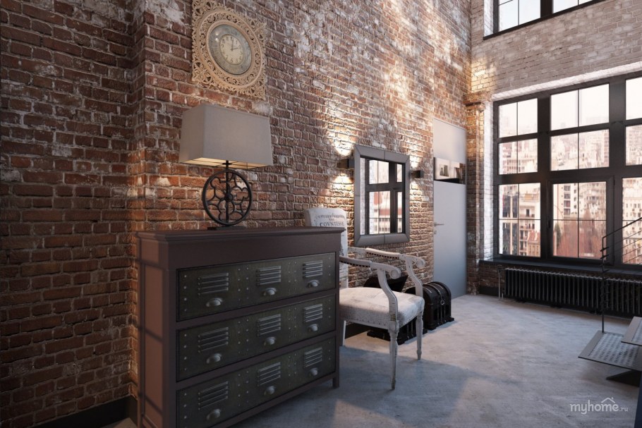 Мужская спальня лофт