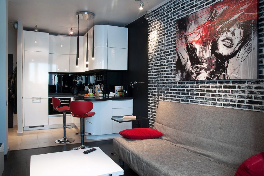 Черный декоративный камень в интерьере