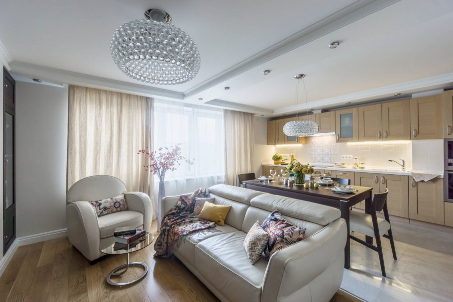 Потолок кухня гостиная