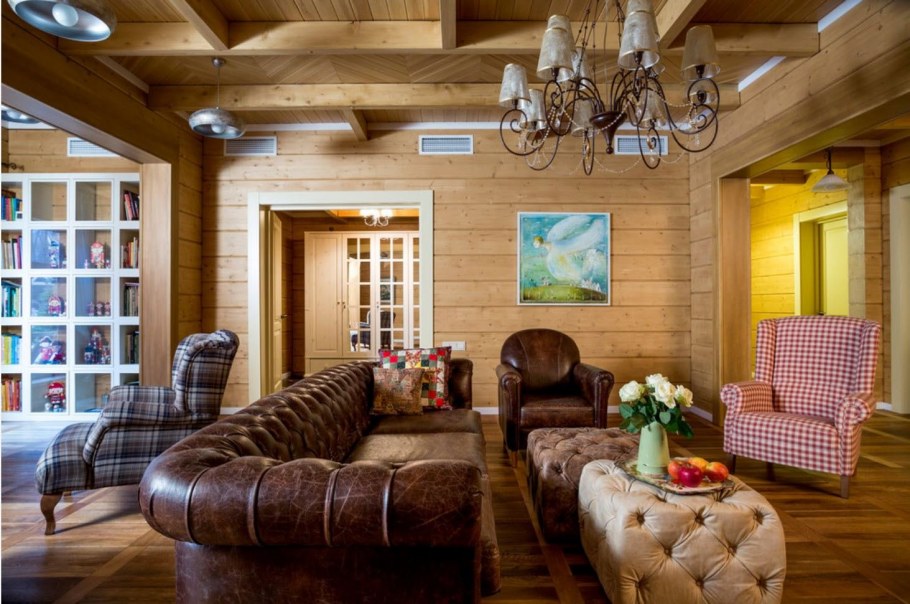 Интерьер дома из клееного бруса