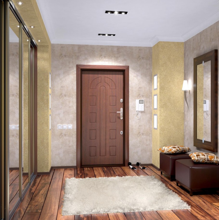 Входная дверь в интерьере прихожей