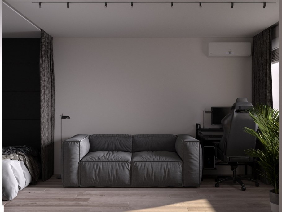 Темный интерьер гостиной