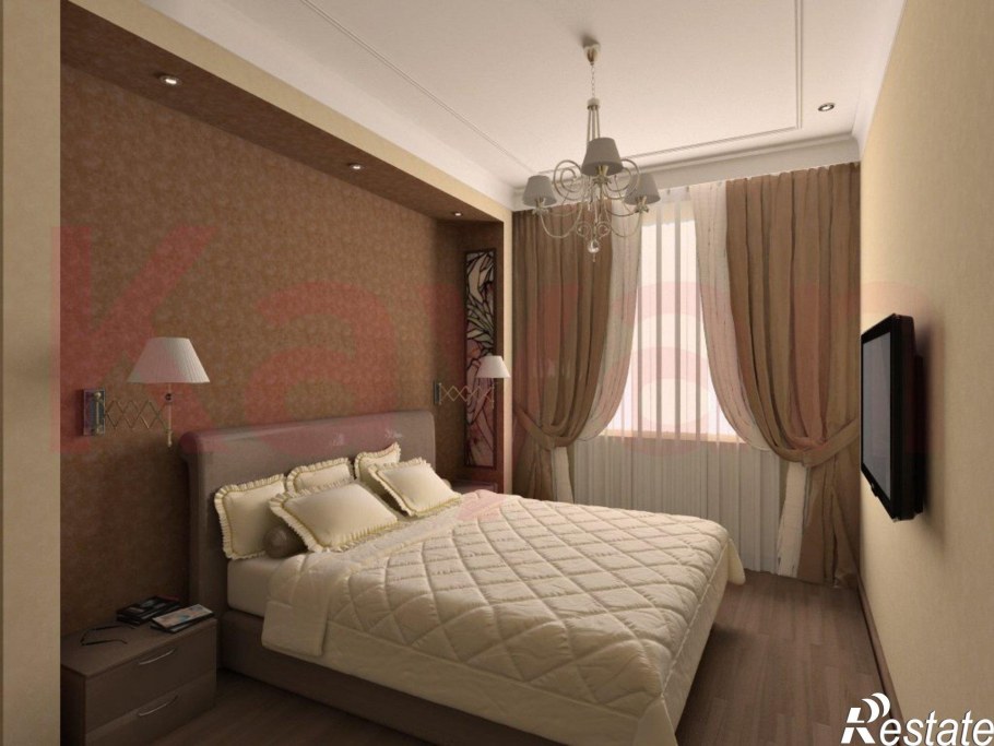 Бежево коричневая спальня