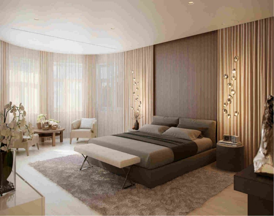 Спальня в коричневых тонах