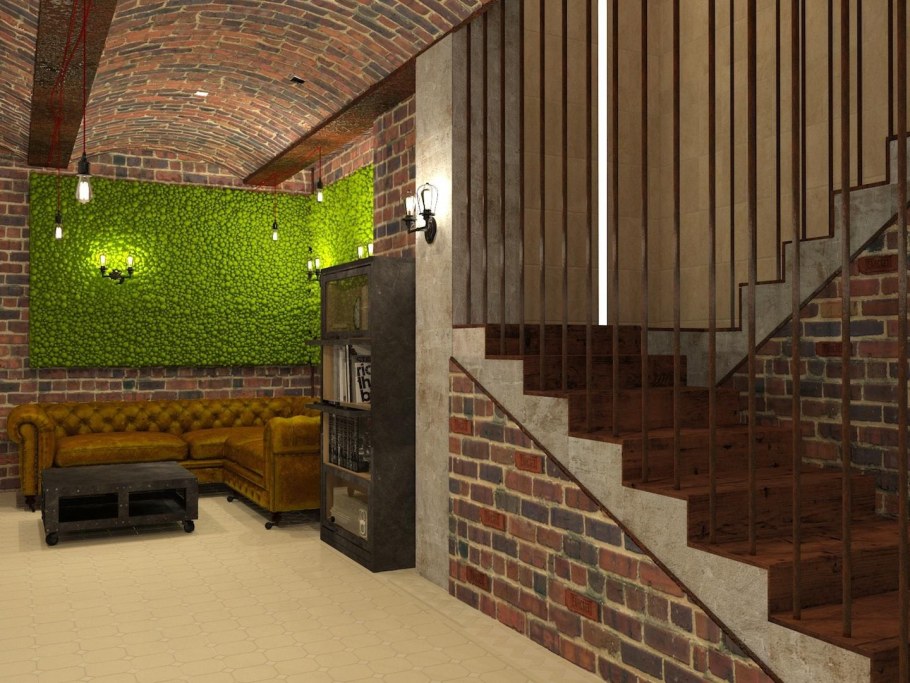 Цокольный этаж в стиле лофт