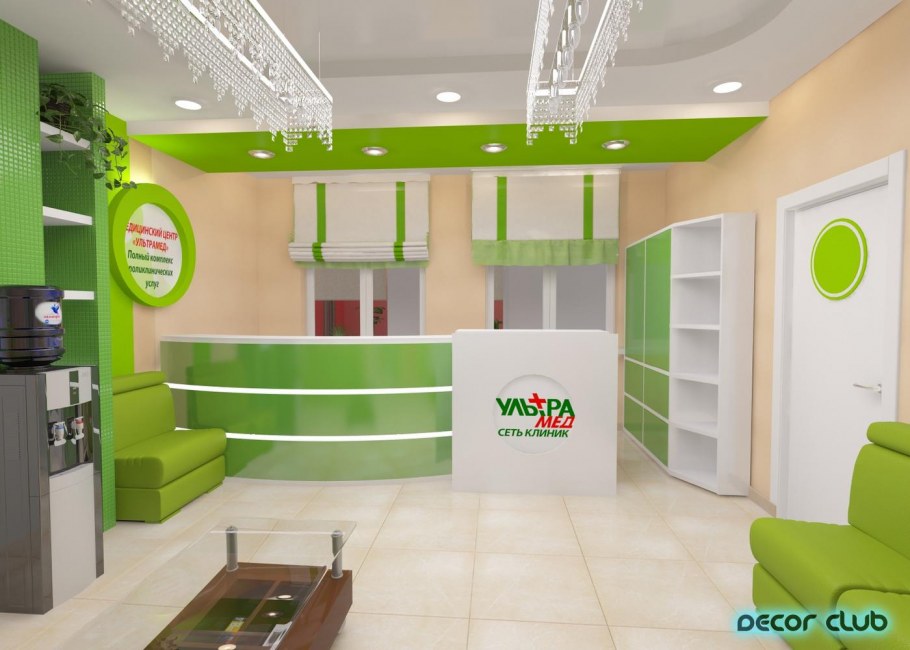 Зеленый цвет в интерьере магазина