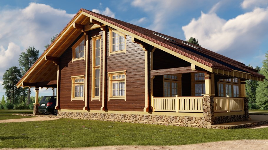 Комбинированный дом из газобетона и дерева