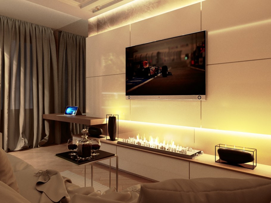 Подсветка ТВ зоны в гостиной