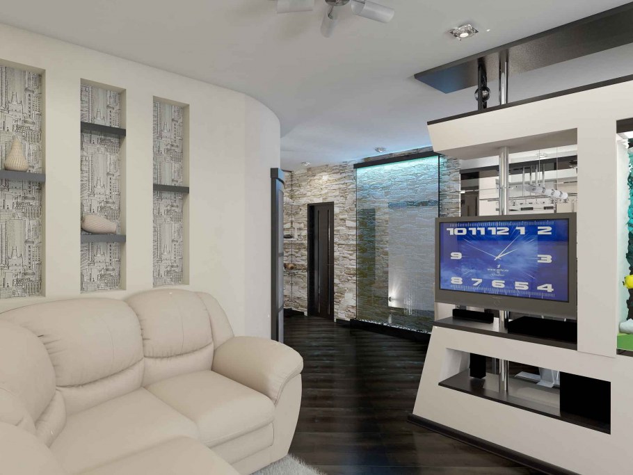 Перегородка с телевизором для зонирования