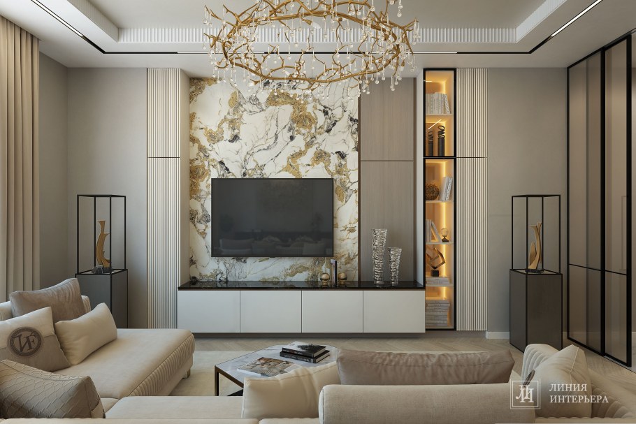 Зонирование гостиной в классическом стиле