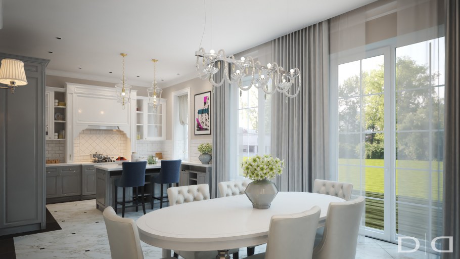 Интерьер гостиной в таунхаусе