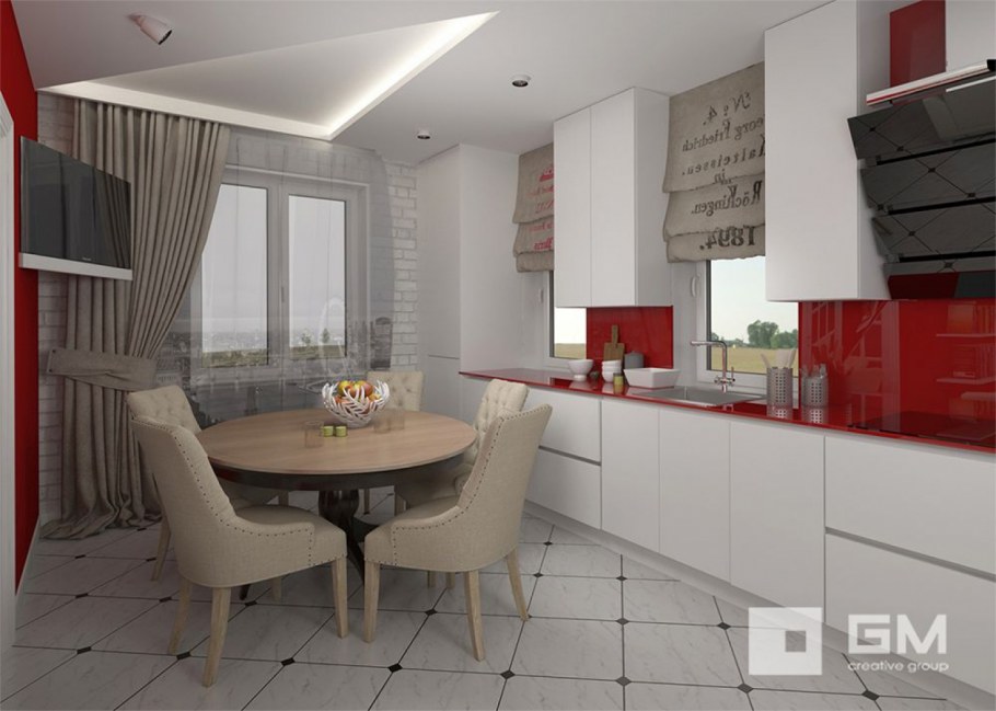 Кухня-гостиная в таунхаусе сверху