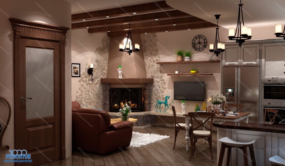 Планировка кухни-гостиной в таунхаусе