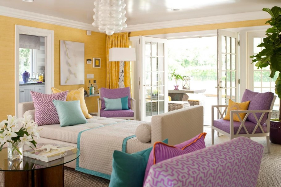 Фиолетовый и желтый в интерьере