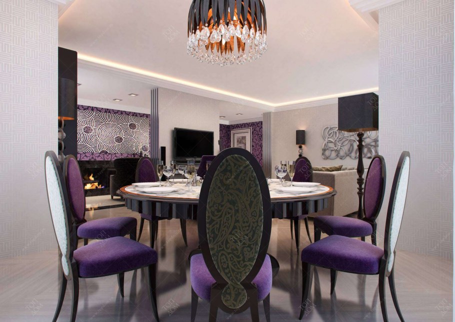 Гостиная столовая арт деко