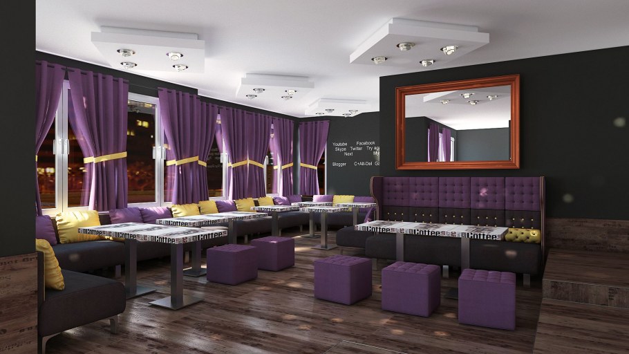 Кафе в фиолетовых тонах