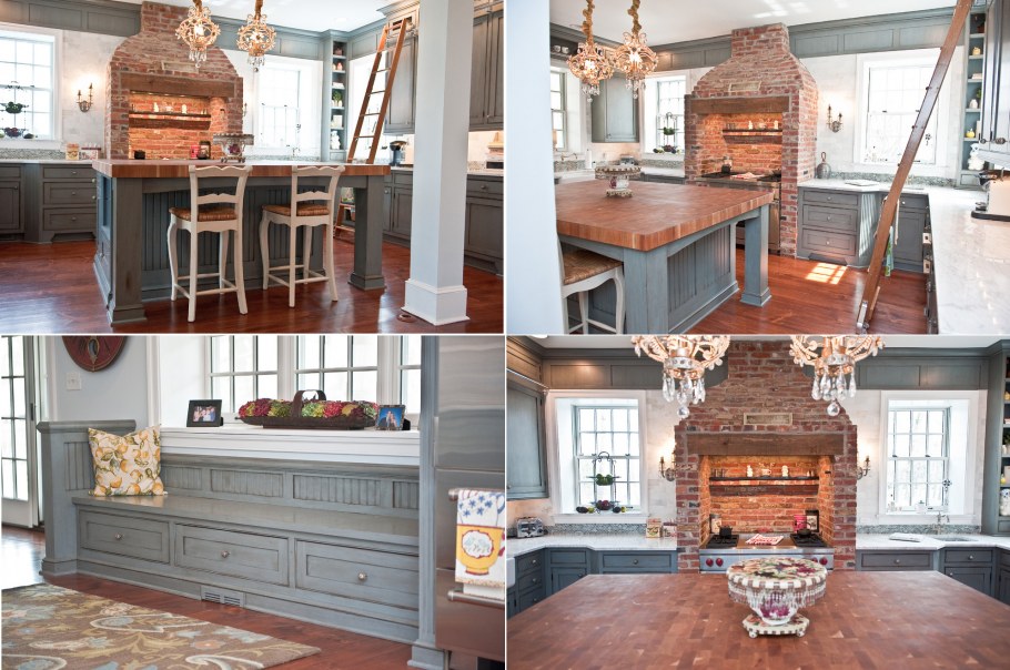 Кухня в стиле Кантри с камином