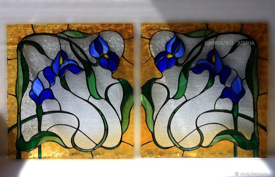Витраж ар нуво ирисы