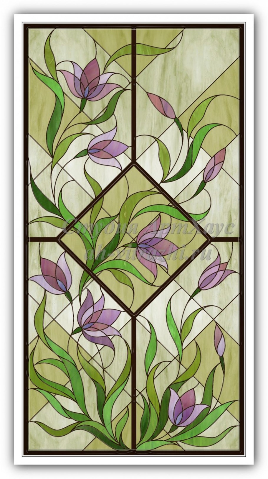 Модерн орнамент витраж потолочный