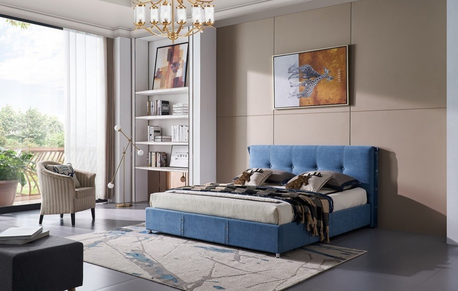 Кровать Bergamo синего цвета 180х200 артикул: IMR-1153448