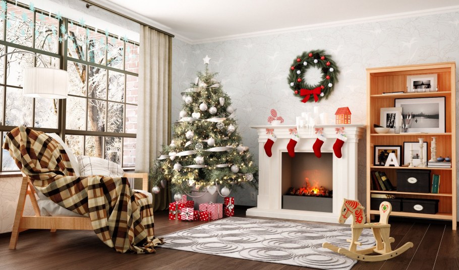 Новогодний интерьер с камином