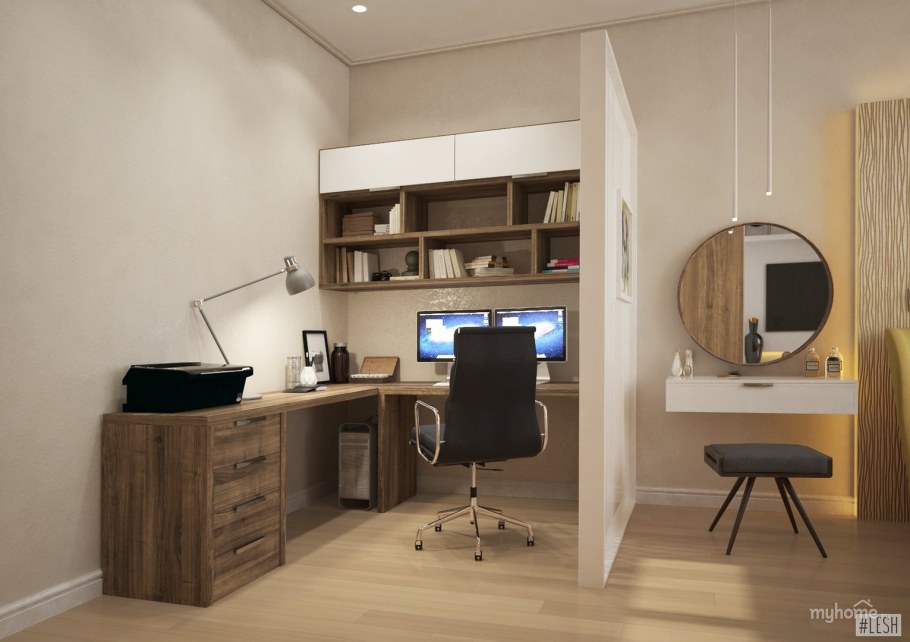 Интерьер зала с компьютерным столом