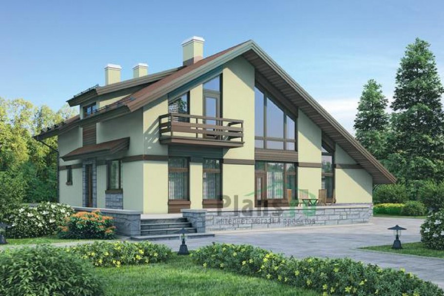 Двухэтажный дом с косыми окнами