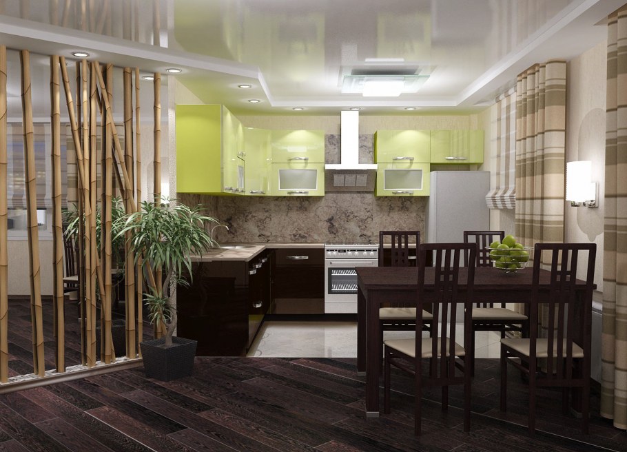 Кухня гостиная в японском стиле