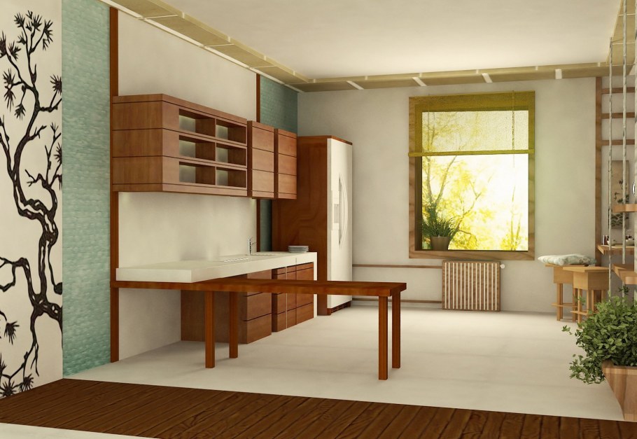 Кухня гостиная в китайском стиле