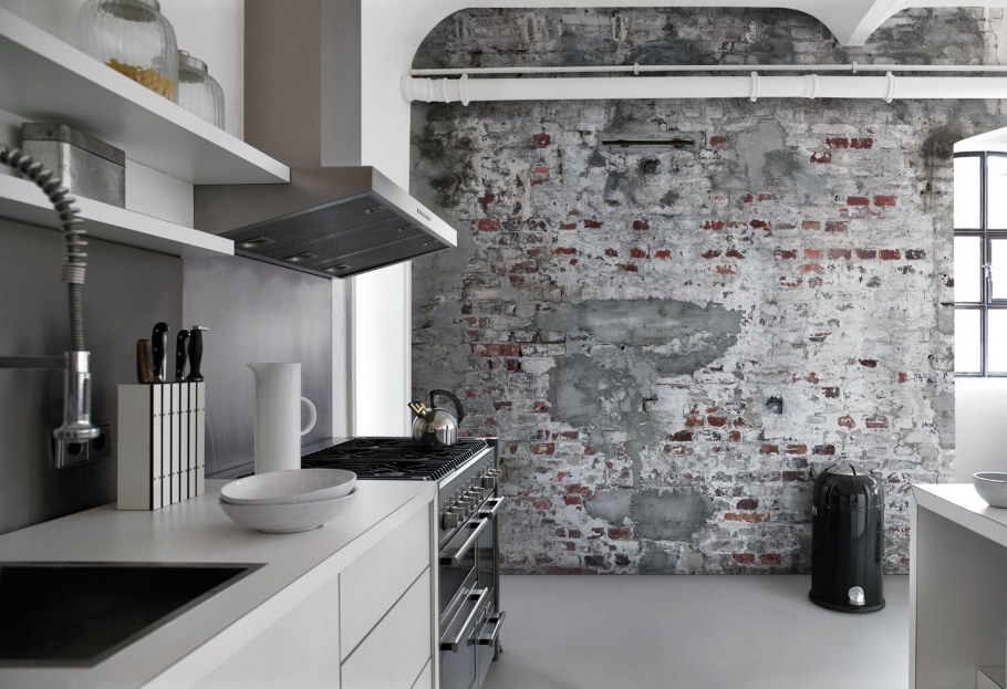 Клинкерный кирпич в интерьере кухни