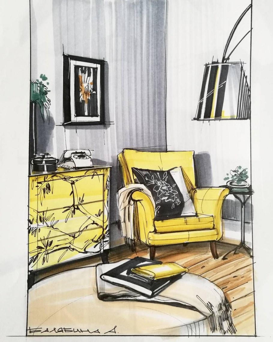 Интерьер в графике