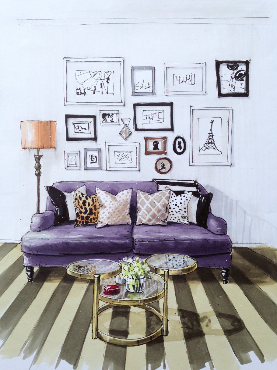 Интерьер в скандинавском стиле скетч