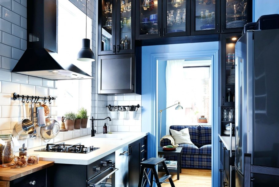 Кухня метод икеа синяя Акстад