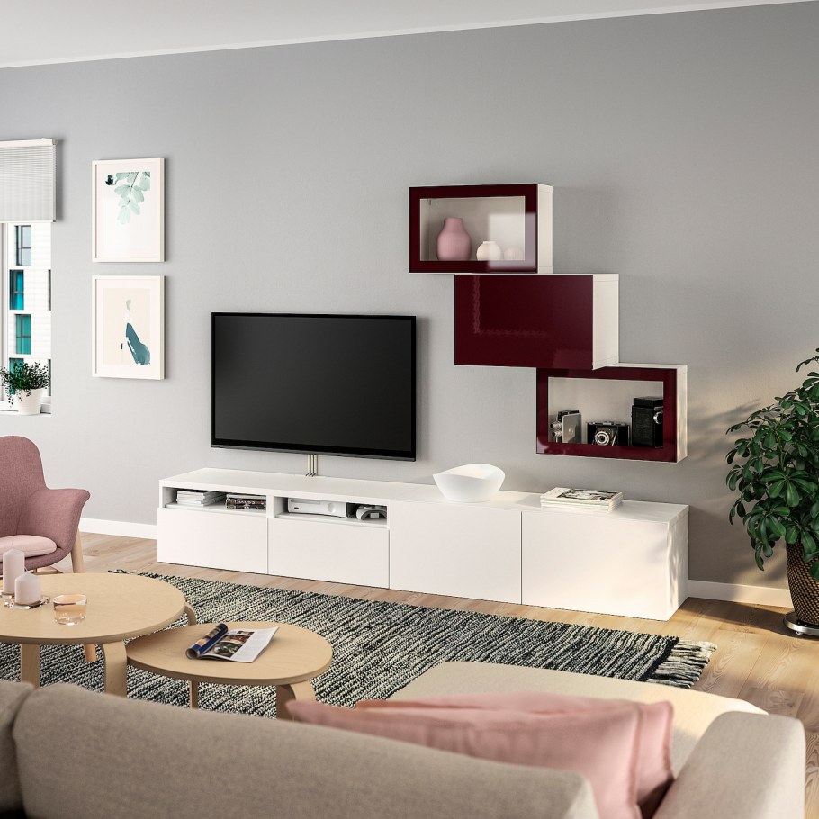 Bestå БЕСТО lack ЛАКК шкаф для ТВ комбинация белый240x42x129 см