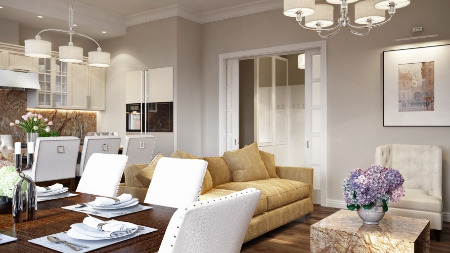 Стильная квартира в светлых тонах