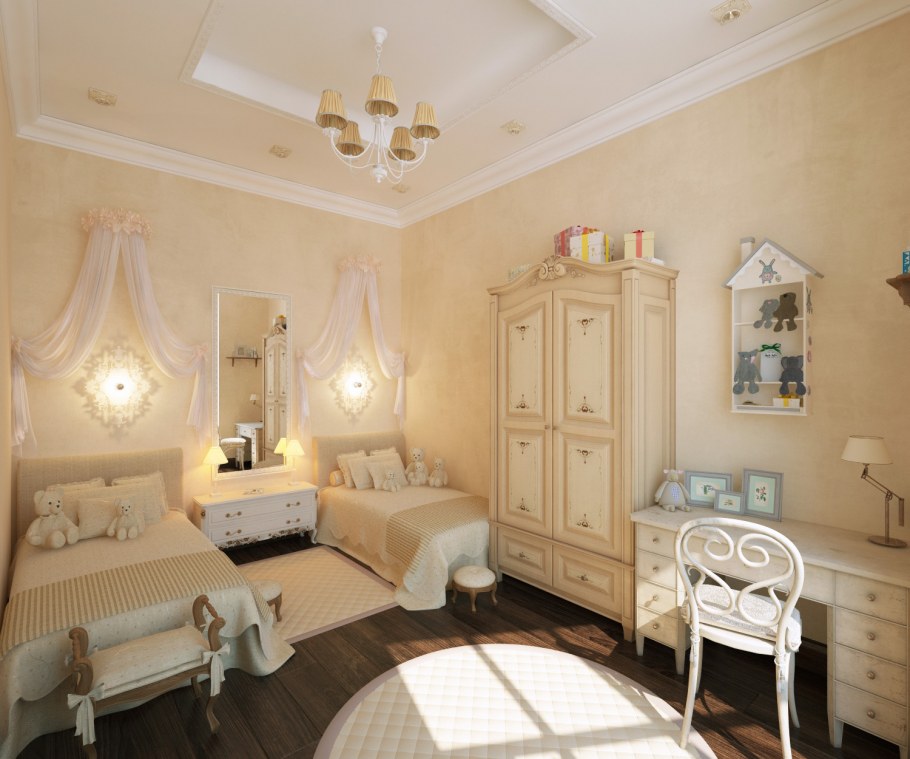 Спальня для девочек разного возраста в стиле Прованс