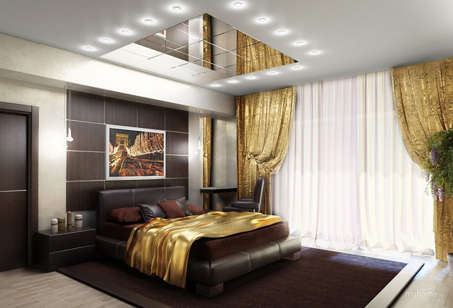 Спальня в светло коричневых тонах