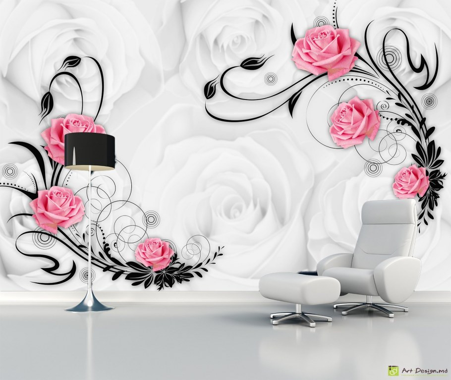 Обои с завитками в интерьере