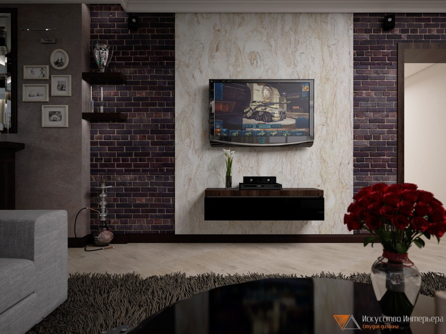 Декоративный кирпич под ТВ