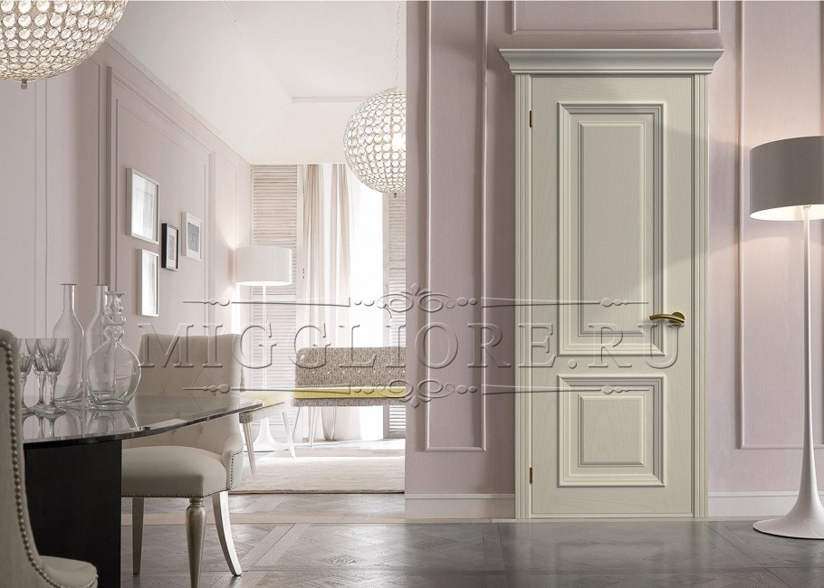 Двери Эмили слоновая кость патина Золотая